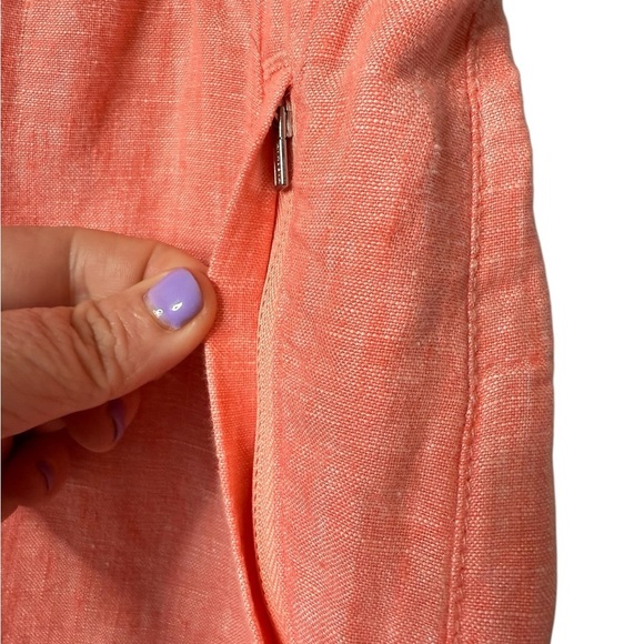 Athleta Retreat Linen Drawstring Waist Joggers Sunset Glow Garden Orange Size 12 - Picture 9 of 16